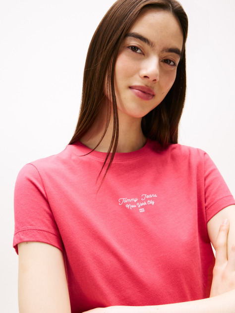 Roz Tricou Slim Din Jersey Cu Logo  Femei