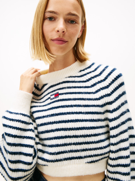 Multi Pulover Boxy Cu Lana Si Emblema Tommy Badge  Femei