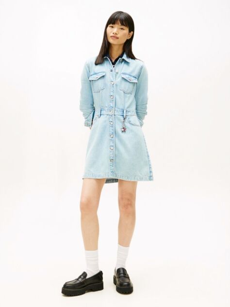 Denim Rochie Mini Denim Cu Efect Decolorat  Femei