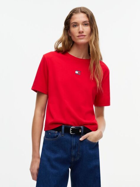 Red Boxy Badge Tee  Women
