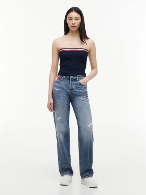 Denim Vintage Blugi Drepti Cu Croiala Slim Talie Medie  Femei