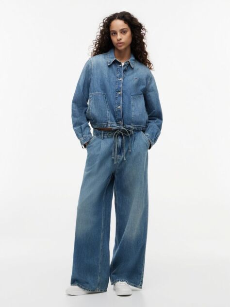 Denim Blugi Largi Cu Talie Elastica In Si Snur  Femei