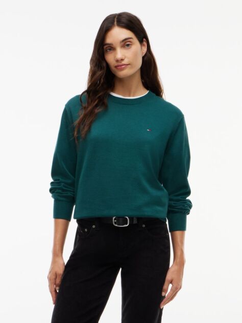 Verde Pulover Cu Guler Clasic Si Croiala Boxy  Femei