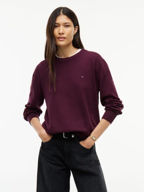 Purple Boxy Crew Neck Jumper  Women