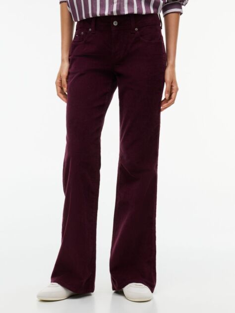 Purple Low Rise Bootcut Corduroy Trousers  Women