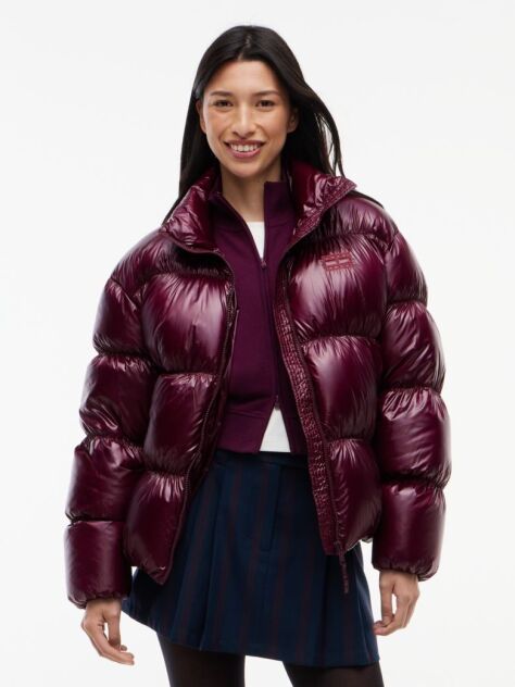 Purple Shiny Down Ripstop Relaxed Puffer Jacket  Women