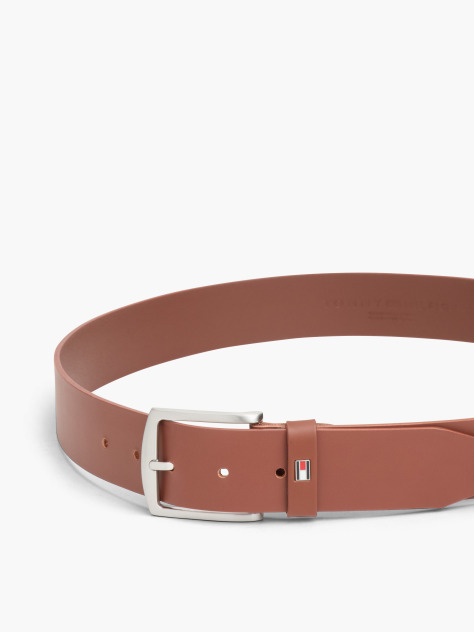 Brown Denton Flag Logo Leather Belt  Men