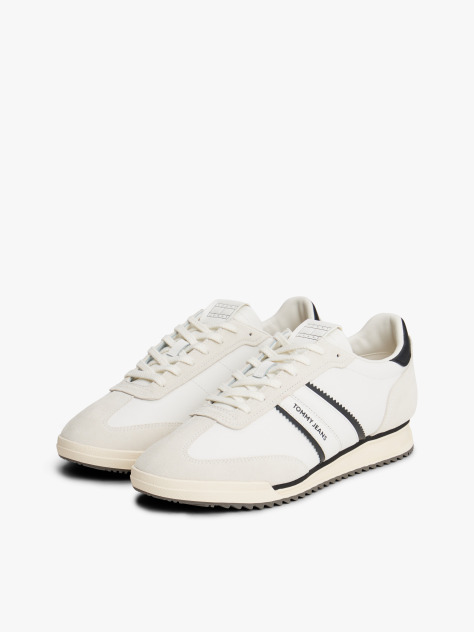 Beige Retro Serrated Trainers With Leather  Men