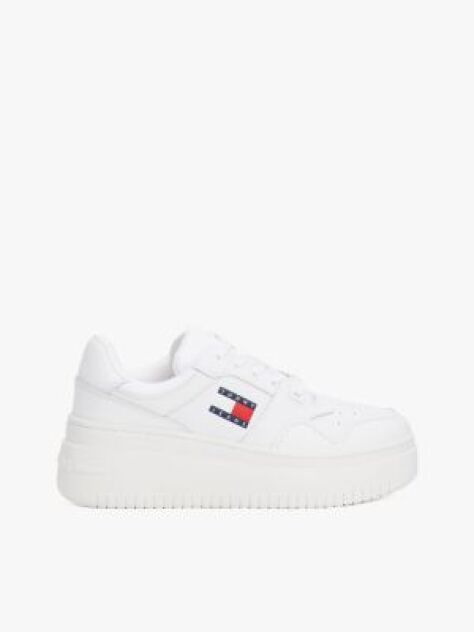 White Essential Retro Fine-Cleat Leather Flatform Trainers  Women