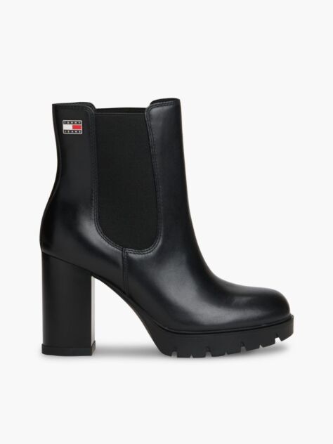 Negru Cizme Chelsea Din Piele Cu Toc  Femei