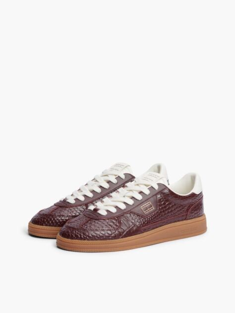 Rosu The Greenwich Adidasi Din Piele Cu Imprimeu Croco  Femei