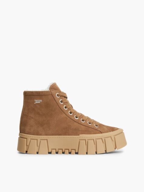 Khaki Adidasi Warm Lined Cu Platforma Din Suede  Femei
