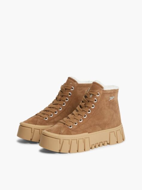 Khaki Adidasi Warm Lined Cu Platforma Din Suede  Femei