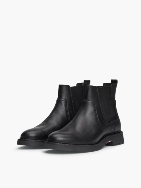 Black Lightweight Leather Chelsea Boots  Men