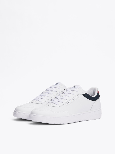 White Mixed Texture Basketball Trainers  Men