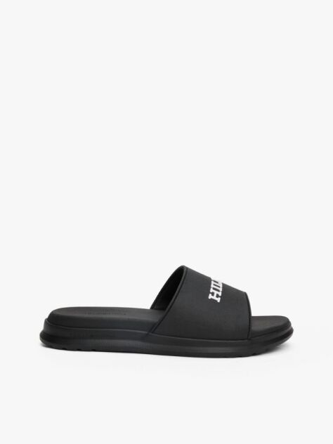 Negru Papuci Cu Logo Texturat  Barbati
