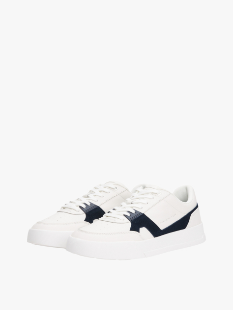 Multi Leather Contrast Panel Court Trainers  Men