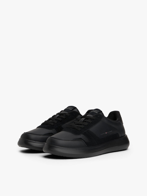 Negru Sneakers Din Piele Cu Talpa Fine-Cleat  Barbati