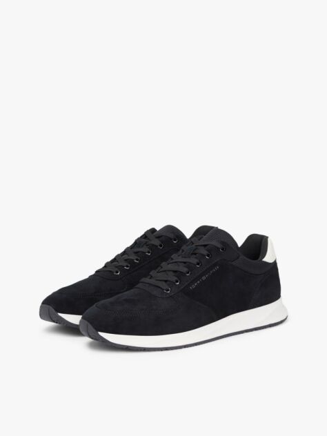 Black Suede Contrast Heel Trainers  Men