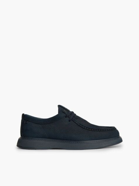 Blue Loaferi Moc Toe Din Piele Cu Sireturi  Barbati
