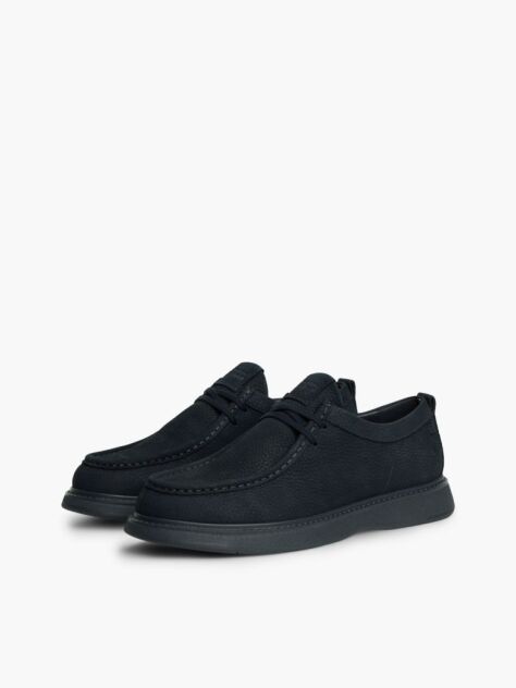 Blue Loaferi Moc Toe Din Piele Cu Sireturi  Barbati