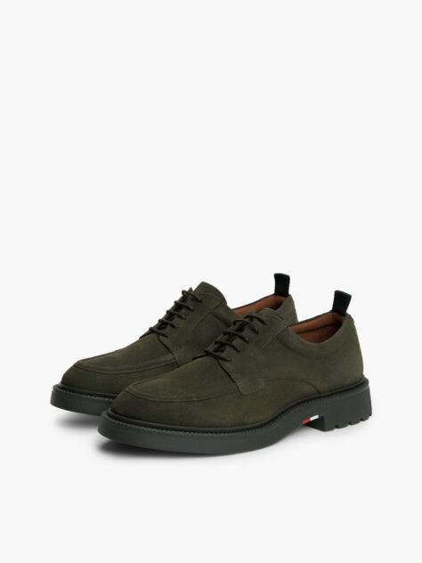 Verde Loaferi Derby Din Suede Cu Sireturi  Barbati