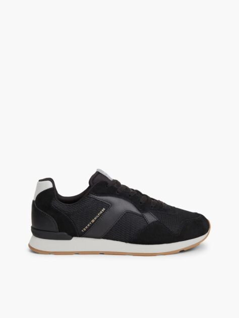 Grey Logo Mixed Texture Trainers  Men