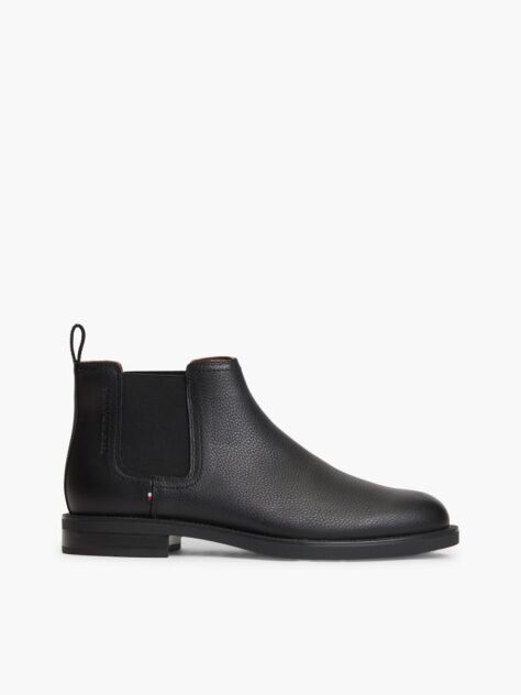 Negru Ghete Chelsea Pebble Grain Din Piele  Barbati