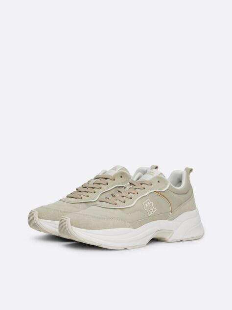 Beige Chunky Runner Suede Trainers  Women