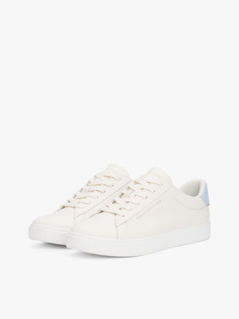 White Essential Metallic Leather Court Trainers  Women
