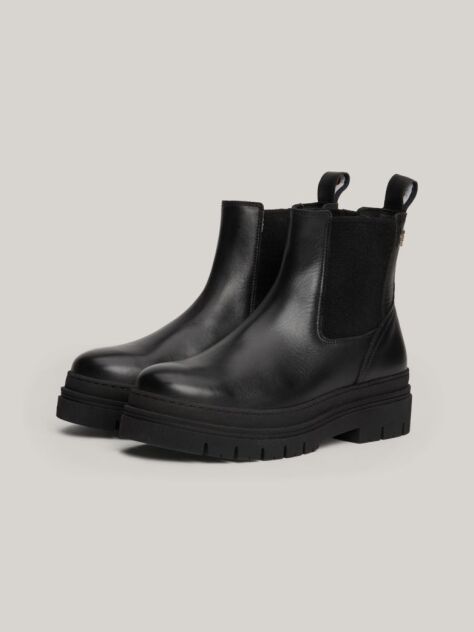 Negru Cizme Chelsea TH Monogram Din Piele  Femei