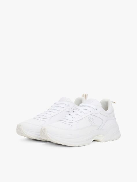 Alb Pantofi Sport Chunky Din Piele Cu Texturi Mixte  Femei