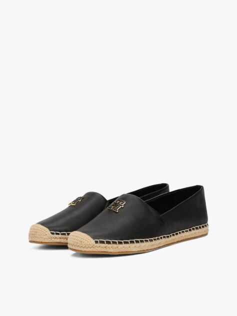 Negru Espadrile Din Piele  Femei