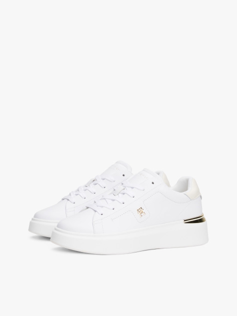 Alb Court Trainers Din Piele Cu Monograma TH  Femei