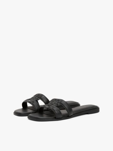 Negru Papuci Din Piele Cu Monograma Th  Femei