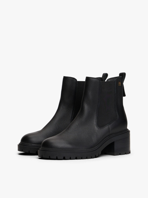 Negru Cizme Chelsea Din Piele Cu Talpa Cleat  Femei