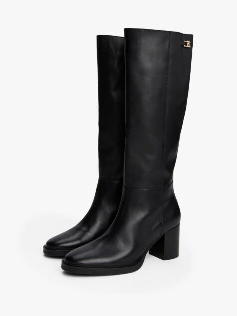 Black Leather TH Monogram Horsebit Knee-High Boots  Women