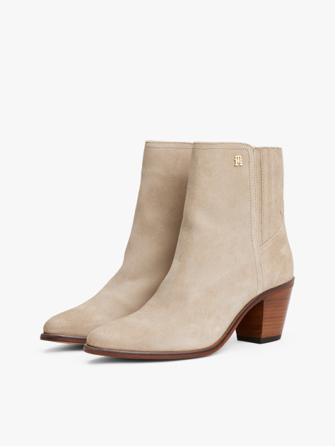 Beige Western Mid Heel Suede Chelsea  Women