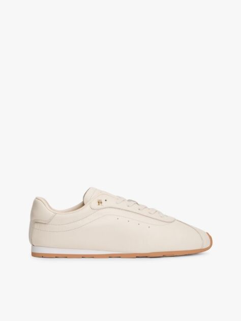 Beige TH Monogram Low Profile Leather Trainers  Women