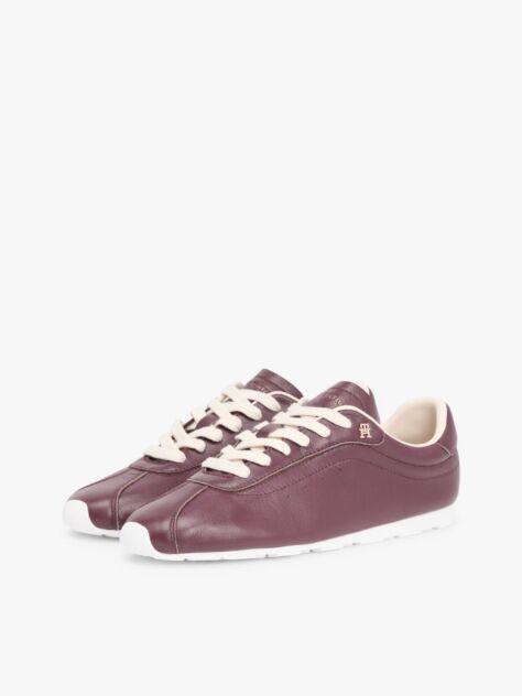 Red TH Monogram Low Profile Leather Trainers  Women