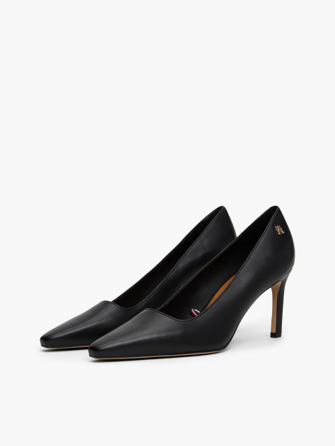 Black Leather TH Monogram Stiletto Heels  Women