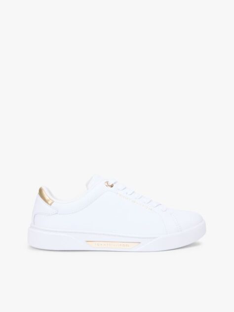 Alb Court Sneakers Din Piele  Femei