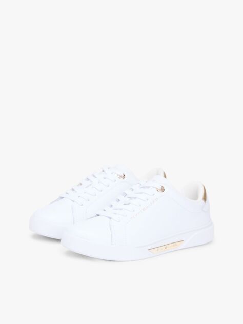 Alb Court Sneakers Din Piele  Femei