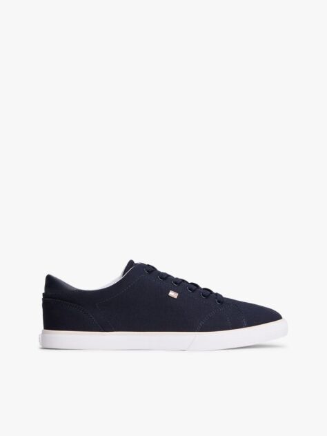 Blue Low Profile Canvas Lace-Up Trainers  Women