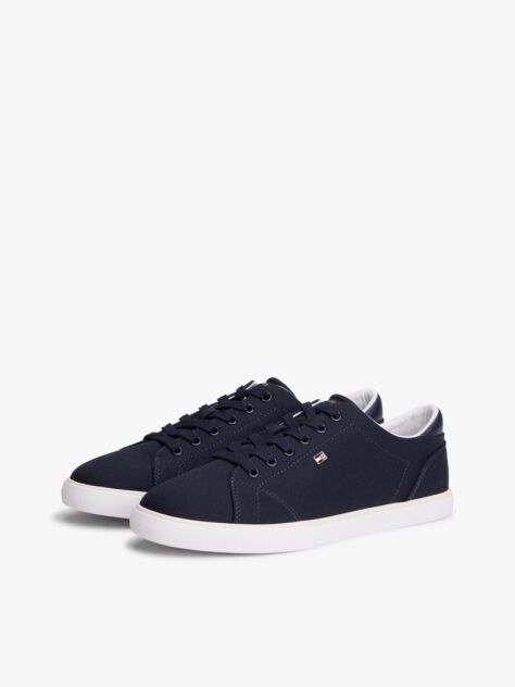 Blue Low Profile Canvas Lace-Up Trainers  Women