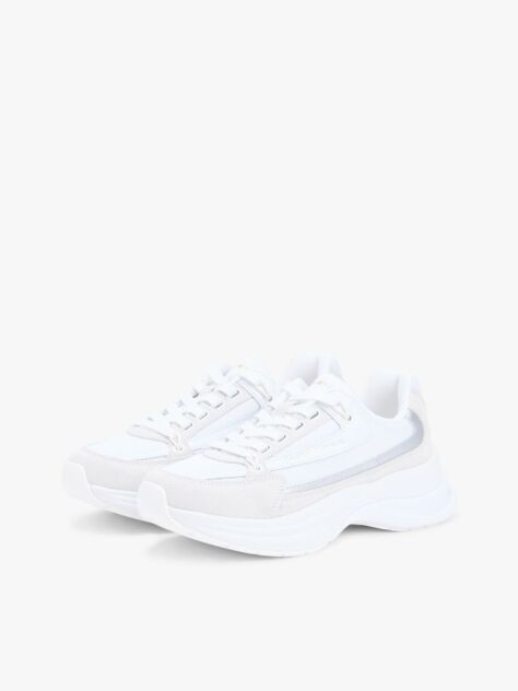 White Suede Chunky Lace-Up Trainers  Women