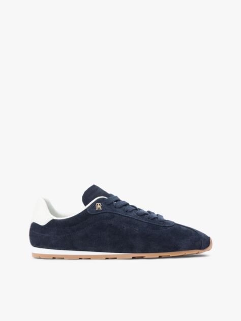 Blue Suede TH Monogram Low Profile Trainers  Women
