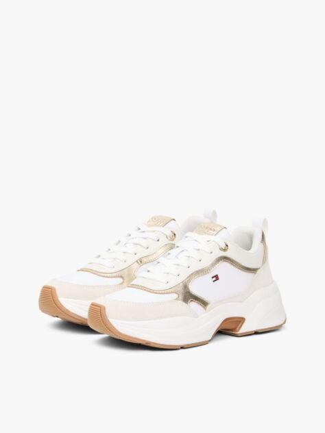 Multi Metallic Leather Chunky Trainers  Women