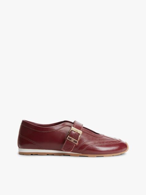 Red Leather Mary Jane Trainers  Women