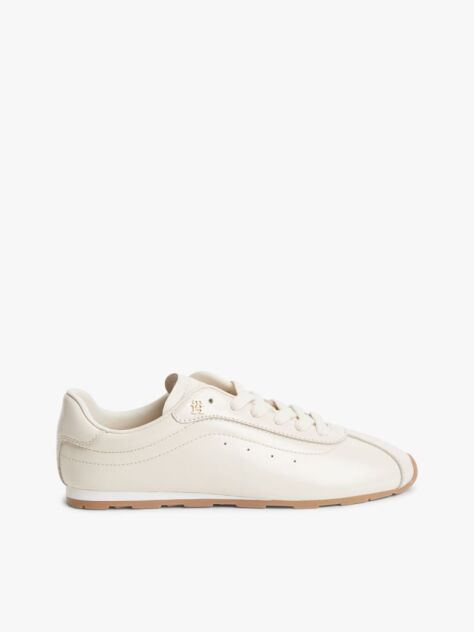 Beige TH Monogram Plaque Leather Trainers  Women